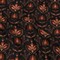 1 Yard Linen and Rayon Woven Black and Orange Floral Print Fabric